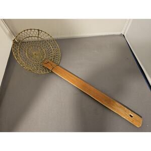 Vintage Large Deep Fry/Wok Cooking Spider Ladle/Strainer/Basket - 14" L x 5" Dia